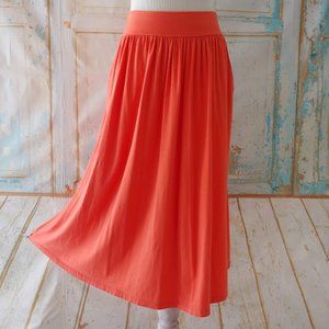 Love Hana thick heavy stretch slip on skater circle skirt w pockets/S/orange